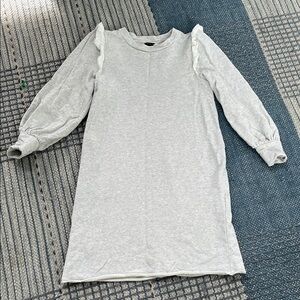 Ann Taylor Sweatshirt Eyelet Ruffle Long Sleeve Dress